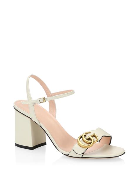 gucci marmont sandals white|Gucci Marmont ankle strap sandals.